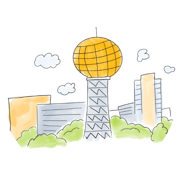 A drawing of the Knoxville Sunsphere.